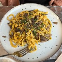 Selfmade tagliatelle with mushrooms and truffels at Manipura in Tenerife