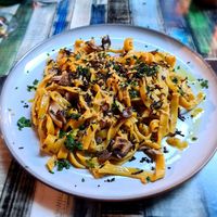 Tagliatelle with wild mushroom and truffle at Manipura in Tenerife
