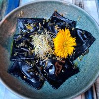 Black ravioli with pumpkin at Manipura in Tenerife
