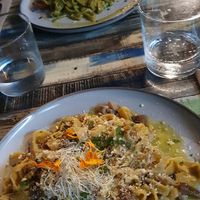 Truffle mushroom pasta (in the front), rocket pesto pasta (in the back) at Manipura in Tenerife