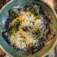 BLACK RAVIOLI WITH PUMPKIN  at Manipura in Tenerife