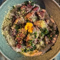 PURPLE GNOCCHI IN NUTTY CREAM  at Manipura in Tenerife