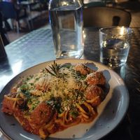 Pasta with meatballs at Manipura in Tenerife