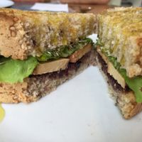 tofu and olive pate sandwich  at Quintal Bioshop in Porto