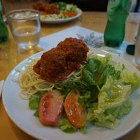 Oat ball with spaghetti  at Quintal Bioshop in Porto