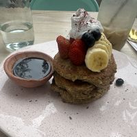 Pancakes (volcano fluffy; ask for vegan)  at Azai Praia Lovers in Medellin