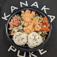 Large Vegan poké bowls with 3 different choices at Kanaka Poke in Gloucester
