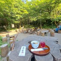 Outdoor dining and rest area at Amazake Chaya  in Hakone