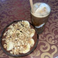 Smoothie bowl and coffee  at Celery Vegan Restaurant in Cat Ba