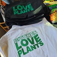 Jean jacket and tote bag at Hella Plants Market in Oakland