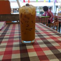 Thai Iced Tea with Coconut Milk (40 Baht) at On's Thai Isaan in Kanchanaburi