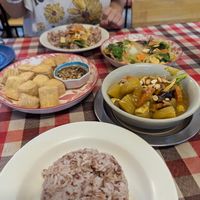 Massaman curry (quite rich) & fried tofu at On's Thai Isaan in Kanchanaburi