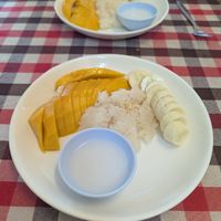 Mango sticky rice & banana at On's Thai Isaan in Kanchanaburi