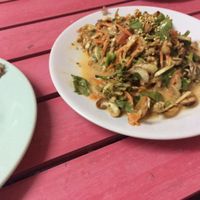 Main dish for 50 baht.  at On's Thai Isaan in Kanchanaburi