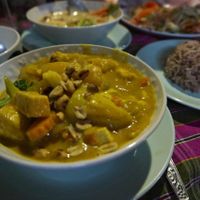Very nice vegan massaman curry at On's Thai Isaan in Kanchanaburi