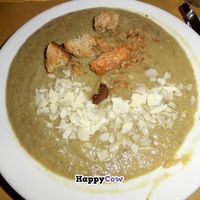 Creamy soup of eggplant with crostini and almond (6 €) at Il Vegetariano in Florence