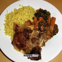 Tofu with mushroom topping, carrots with spinach and sesame and rice (~9 €) at Il Vegetariano in Florence