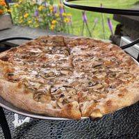Vegan flatbread with mushrooms and caramelized onions   at American Flatbread in Stowe