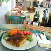 one of the delicious day menus, millet pastel with egg plant at VITA - Hipolito Yrigoyen in Buenos Aires