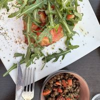 Pizzeta with lentil tapa  at Nueva Tahona Pizzeria in Frigiliana