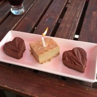 My birthday fudge and there mesquite bar which tasted like caramel and coconut..so good!! at Cafe by Tao in North Vancouver