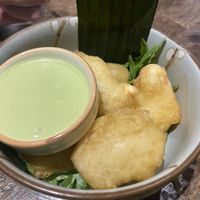 Fried vegan shrimp and avocado sauce   at Zen Chay in Cologne