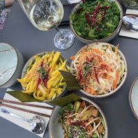 Mango salad, papaya salad, seaweed salad, tempeh bowl  at Zen Chay in Cologne