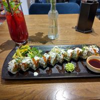 Homemade lemonade and sunny side sushi roll at Zen Chay in Cologne