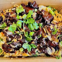 Combo TD (teriyaki mock meat, ramen noodles, fries rice w/ mixed vegetables)  at Vinh Loi Tofu in Reseda