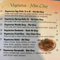 veg menu   at PHÓ Fifth Avenue in San Diego