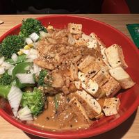 This build-your-own has cubed sweet potatoes as the base, which is such a fun option! With tofu and veggies and a peanut sauce    at Tokyo Joe's in Fort Collins