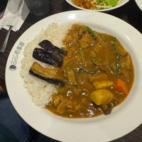 Plain rice with 3x eggplant, vegetables and corn  at Coco Ichibanya in Tokyo