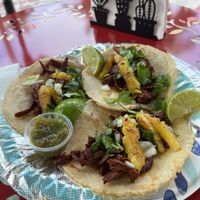 Al Pastor tacos  at El Nopalito Vegan Taqueria in Hollywood