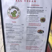 Menu Jan 2024  at El Nopalito Vegan Taqueria in Hollywood