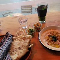 Hummus with Laffa bread at Café Caspi in Bochum