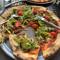 Vegetarian pizza without the cheese. Nice they can alter dishes to make them vegan  at Wena Restaurant in Swinoujscie