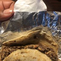 Jackfruit, scrambled eggs on corn tortillas   at Plantaqueria in San Antonio