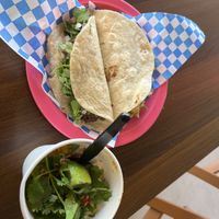 Two lunch tacos and a side of corn  at Plantaqueria in San Antonio
