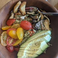 Delicious rice bowl - just get mushrooms instead of fried eggs at Forêt FLG in Flagstaff