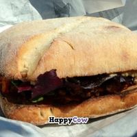 Vegan Tofu and bean burger at Roots Cafe in Taunton