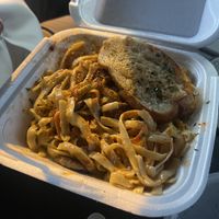 Cajun Alfredo pasta. Fettuccine noodles, beyond meat spicy Italian sausage, peppers, and mushrooms in our house made cajun alfredo sauce  at Garden of Soul in Bedford