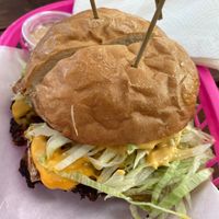 Smash burger (they even cut it in half for us since we were sharing!) at Speed-o Cappuccino in Portland