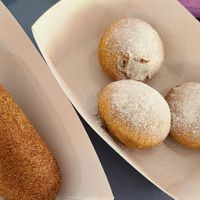 Corn dog and fried oreos at Speed-o Cappuccino in Portland