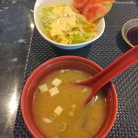 Miso soup and salad at Ichiban in Marbella