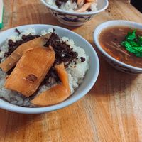 Vegetarian braised pork rice and vegetarian soups  at Shí Fāng SùShí 十方素食 - Datong St in Taipei