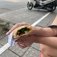 Not the best photo but I forgot to get one of the food - it has more filling than looks here   at Bánh Mì Chay - Sữa- Nước ép Trái Cây in Hue