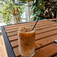 Iced latte with almond milk at Muse The Juice in Marmaris