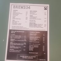 Menu at Brew 204 in Dublin