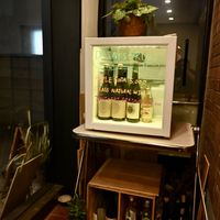 Corner with drinks available! Apple soda: 5000 won, glass of natural wine 9000 won and take away tzatziki 12000 won!  at Abandoned Sandwich - 언덕 UNDUCK in Seoul