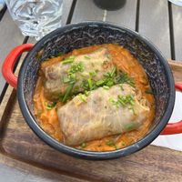 Vegan stuffed cabbage dish  at Fat Mama in Budapest